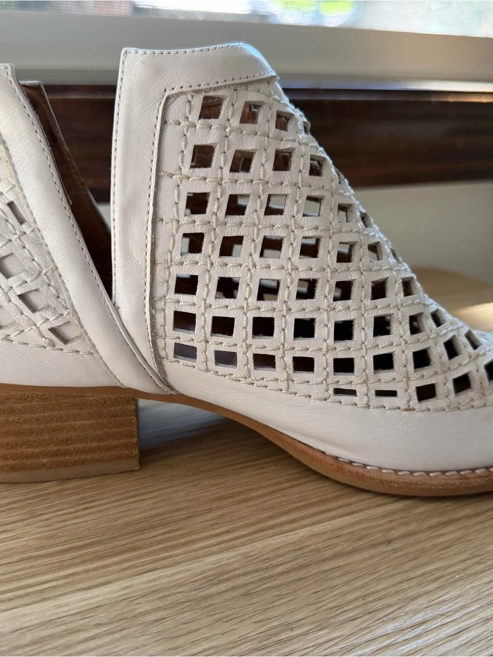 Jeffrey Campbell White Perforated Leather Cutout Ankle Booties